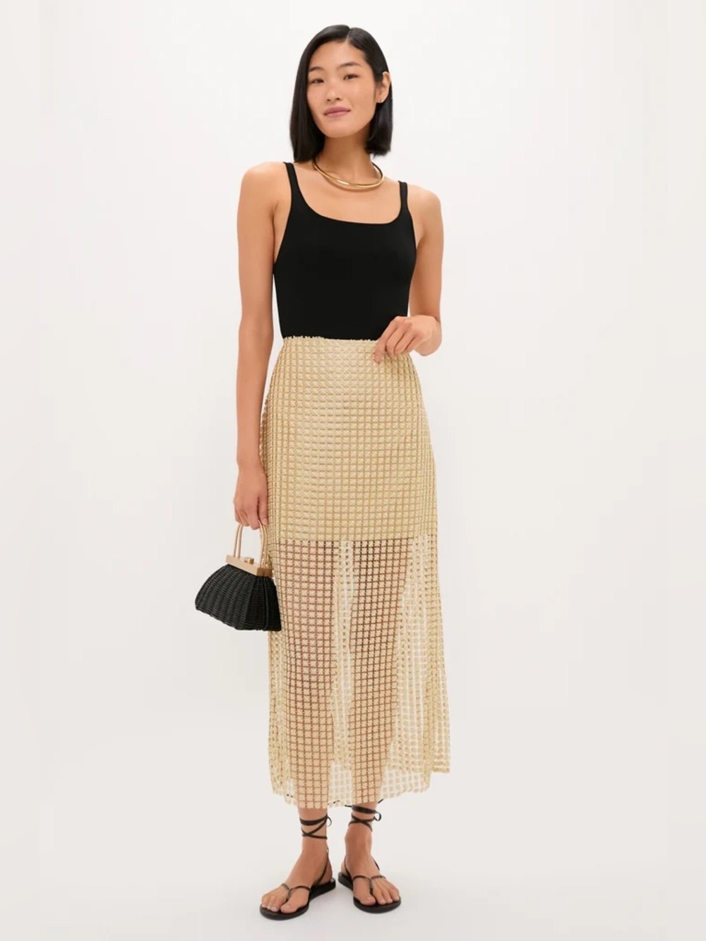 Tuckernuck Gold Metallic Star Lace Eve Skirt - Picture 2 of 6